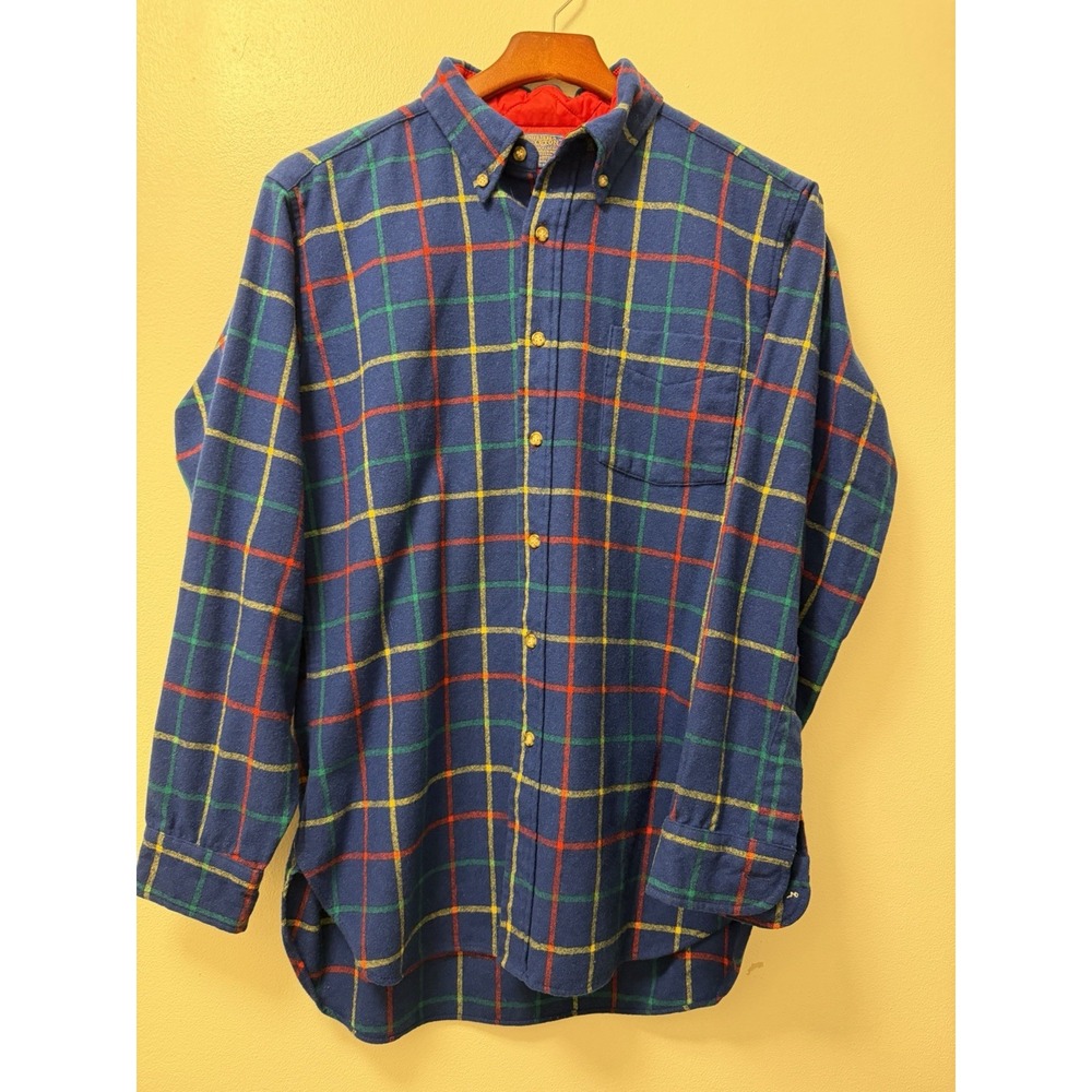 Vintage Pendelton Shirt Wool Mens Size M Blue Longsleeve Button Up MADE IN USA